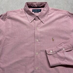 VTG Ralph Lauren Shirt Mens XL Pink Oxford Button Down Classic Fit‎ Flesh Pony